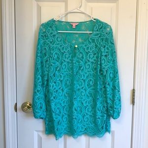 Lilly Pulitzer lace blouse M. Worn once. Like New.